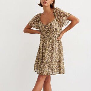 Dynamite Eliza Smocked Mini Flare Dress